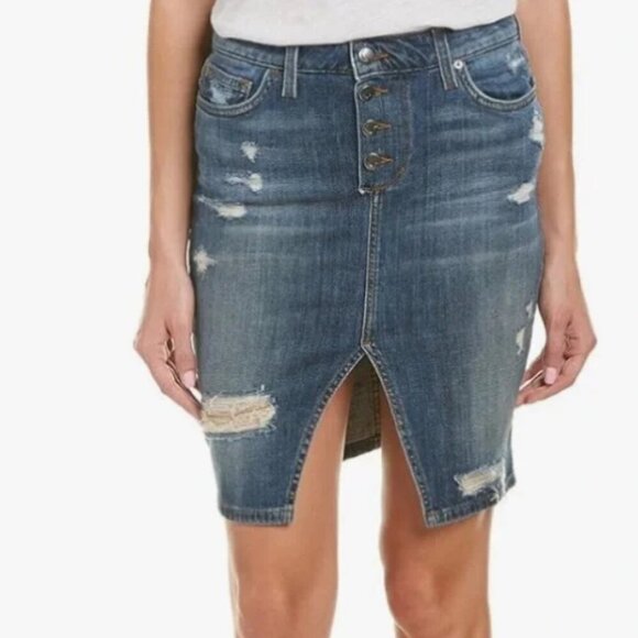 Joe's Jeans Dresses & Skirts - Joes Jeans EUC distressed high rise front slit denim pencil skirt size 29